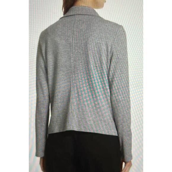 Eileen Fisher Women Size M Moon Herringbone Tweed Knit Motorcycle Jacket - Picture 5 of 13